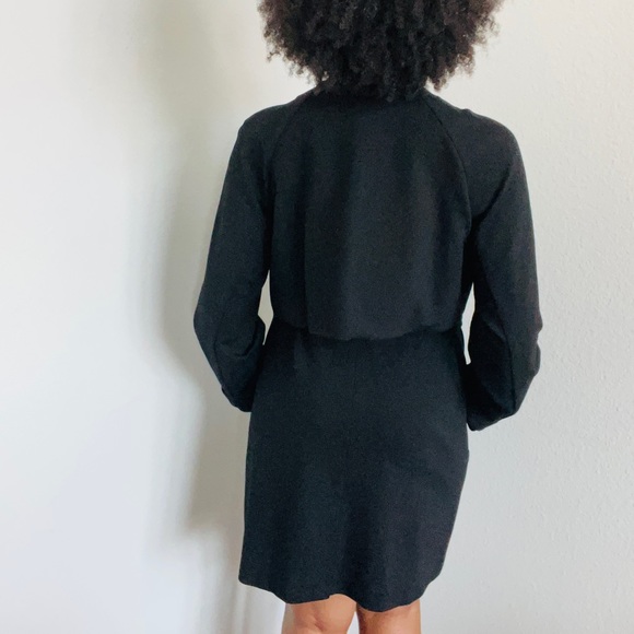 CHICO’S || SIZE 2 (US 12) || BLACK || MIDI COAT DRESS WITH BUTTONS & ZIPPERS - Picture 3 of 4